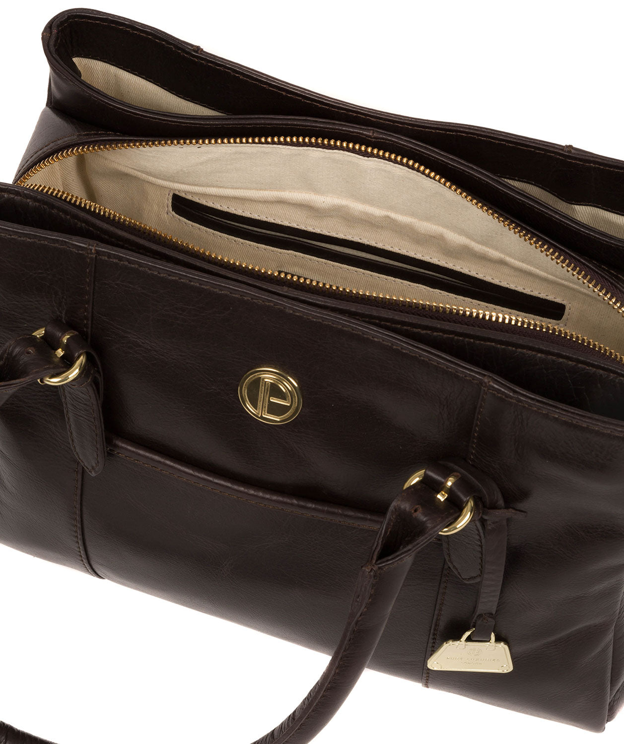 'Fleur' Dark Brown Leather Handbag