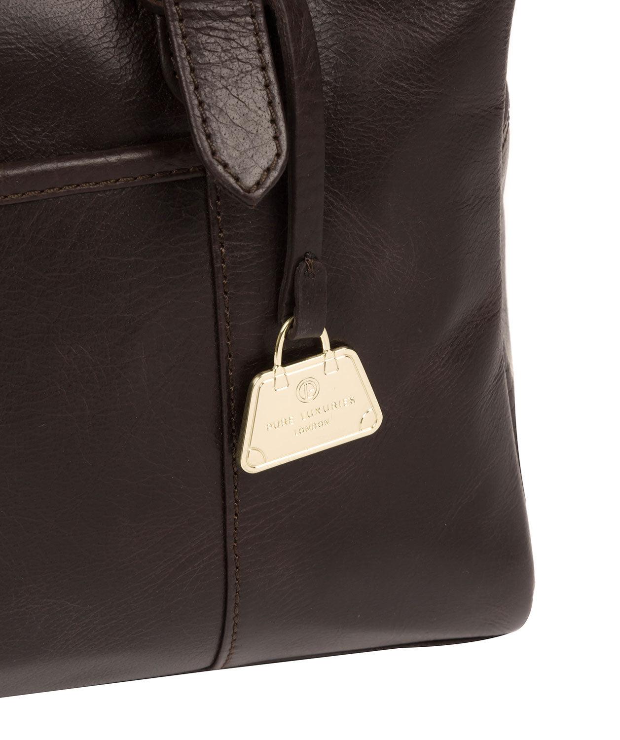 'Fleur' Dark Brown Leather Handbag