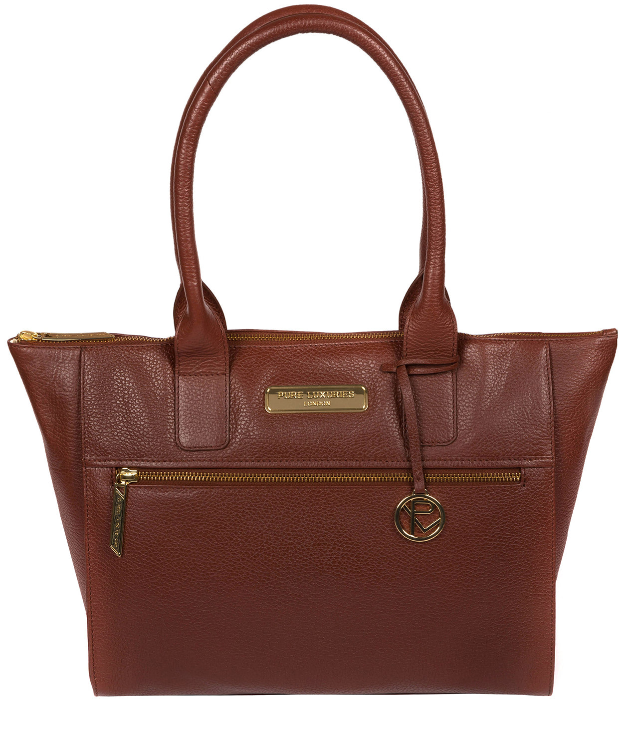 'Faye' Chestnut Leather Tote Bag