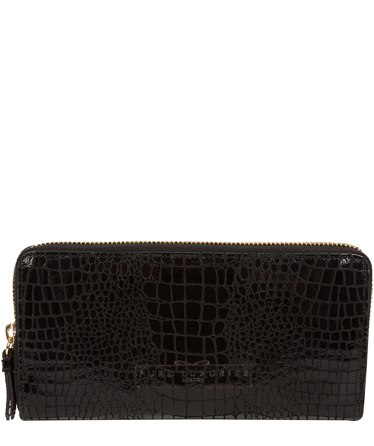 'Frieda' Black Croc Leather Purse