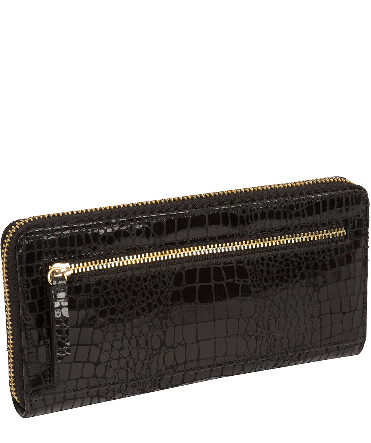 'Frieda' Black Croc Leather Purse