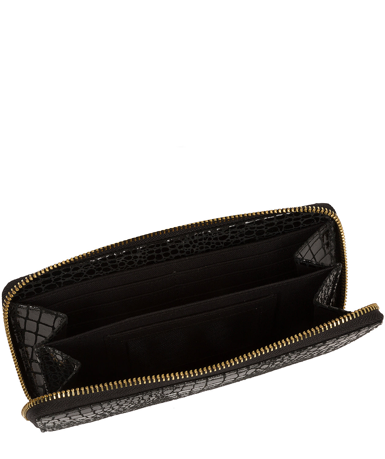 'Frieda' Black Croc Leather Purse