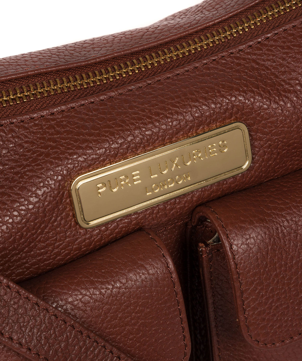 'Jenna' Chestnut Leather Shoulder Bag