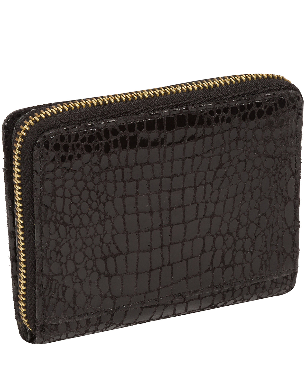 'Emely' Black Croc Leather Purse