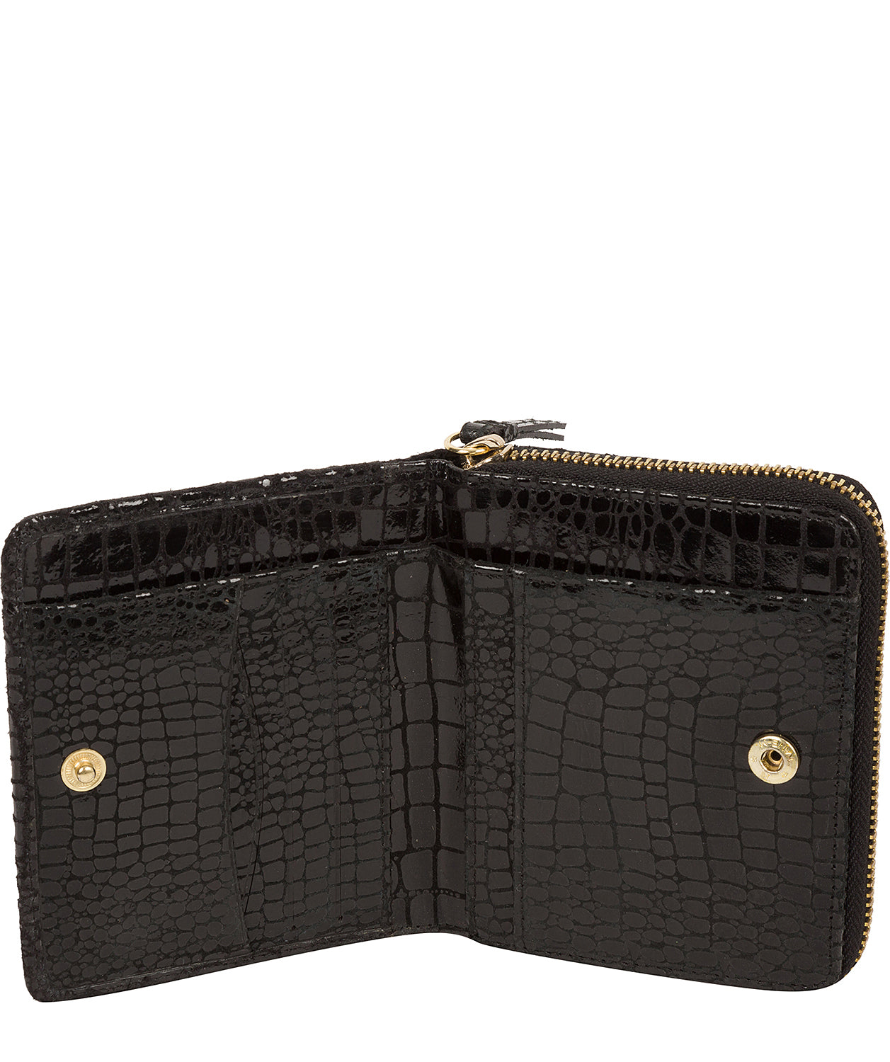 'Emely' Black Croc Leather Purse