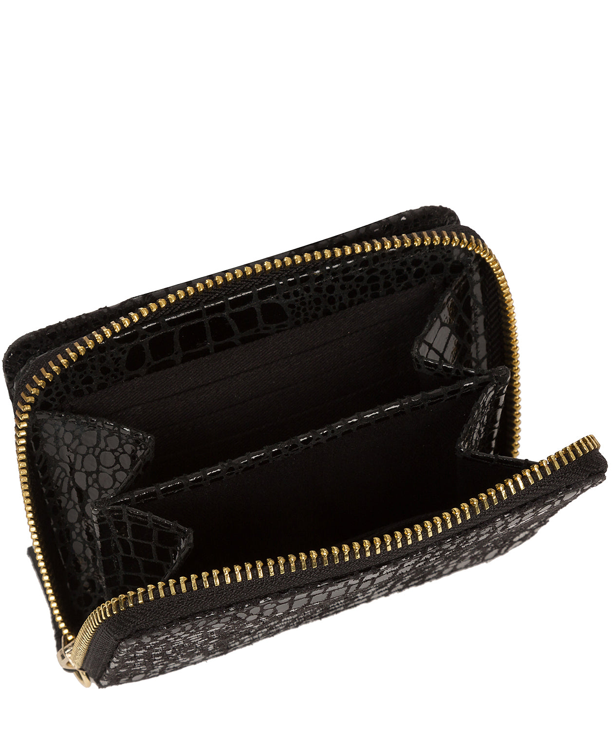 'Emely' Black Croc Leather Purse