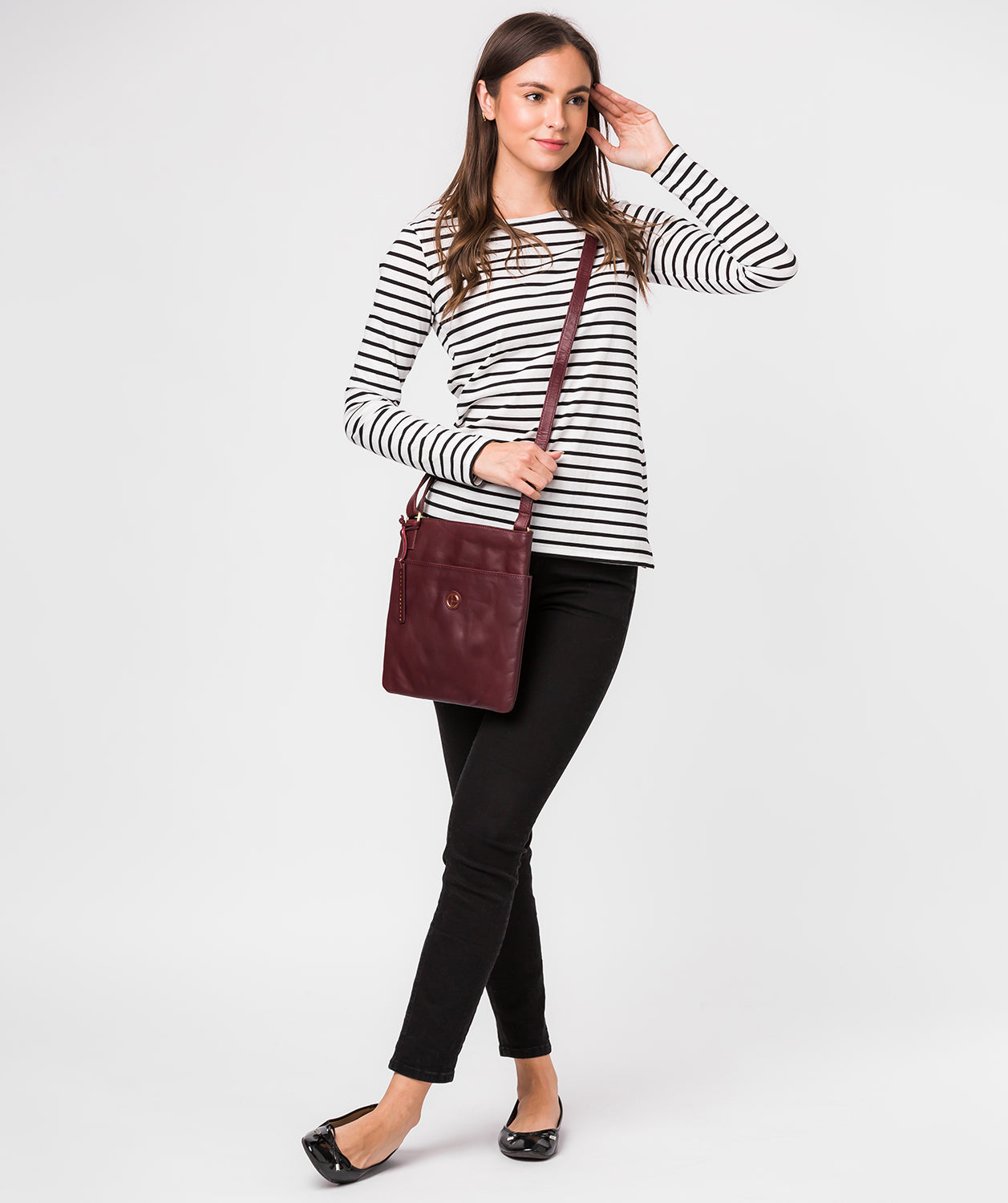 'Foxton' Burgundy Leather Cross Body Bag