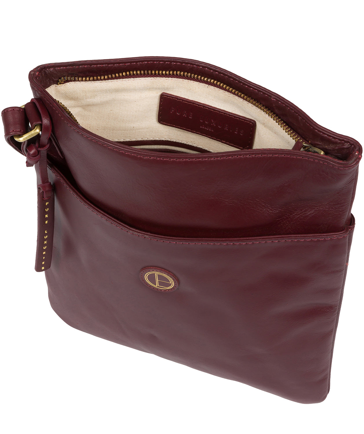 'Foxton' Burgundy Leather Cross Body Bag