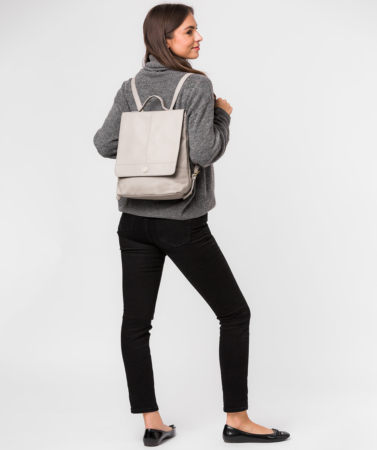 'Pembroke' Dove Grey Leather Backpack