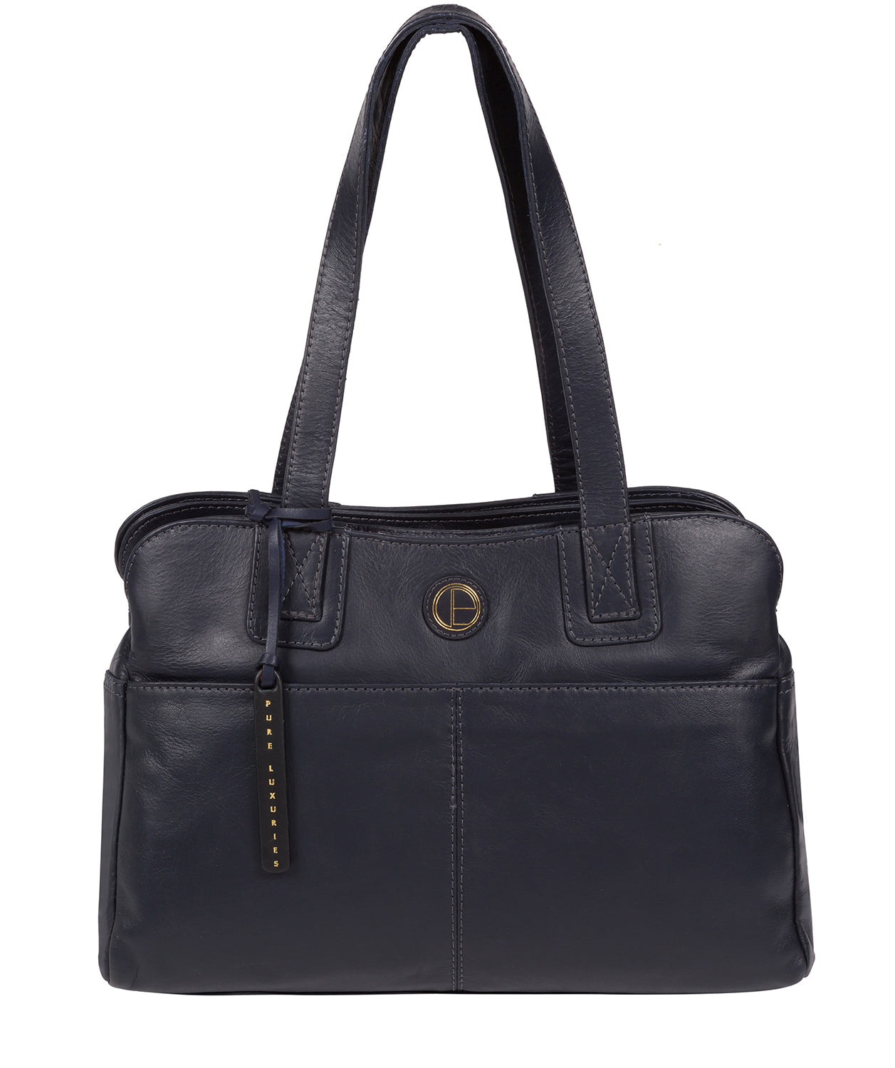 'Beacon' Navy Leather Handbag