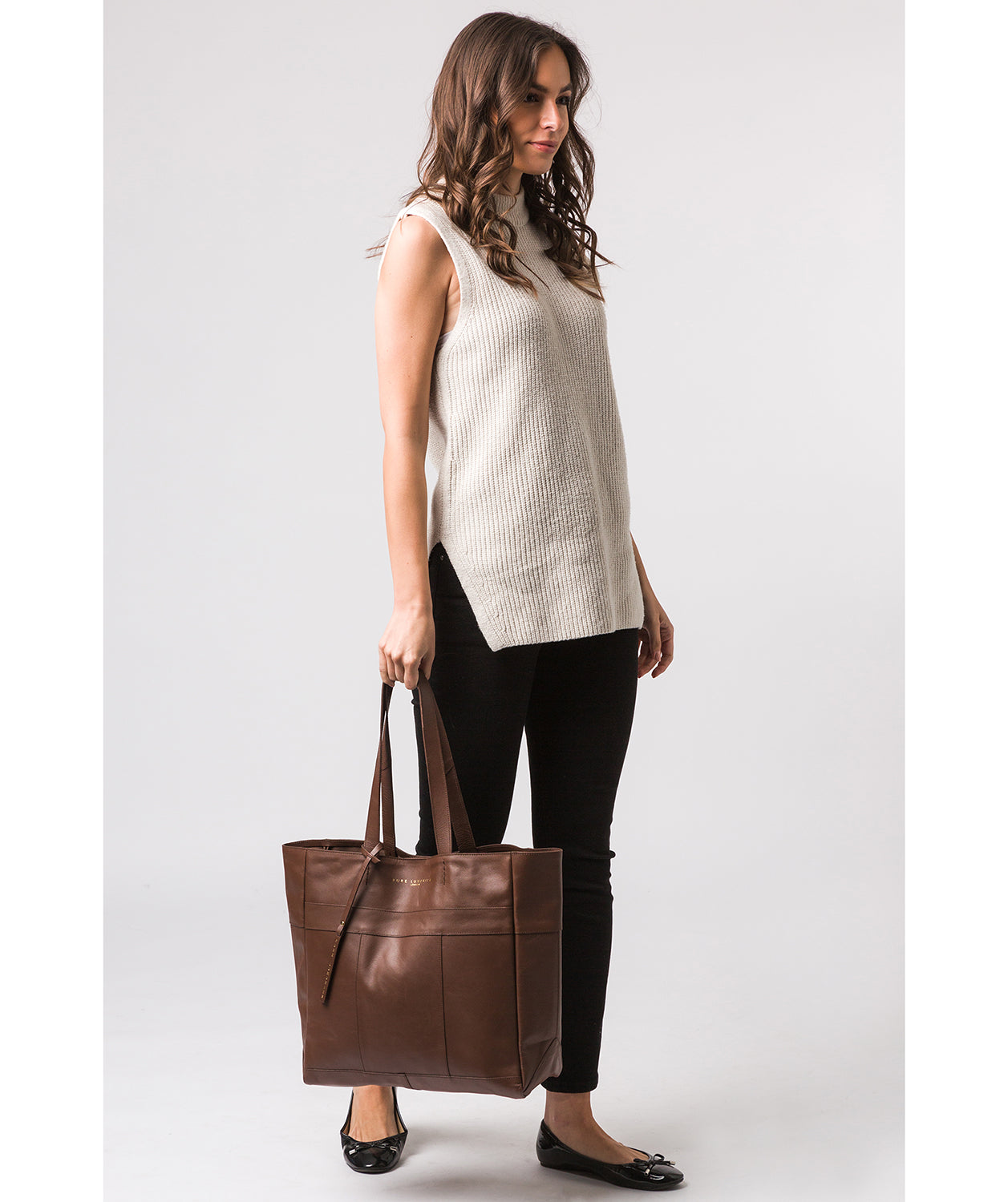 'Ripley' Ombré Chestnut Vegetable-Tanned Leather Tote Bag