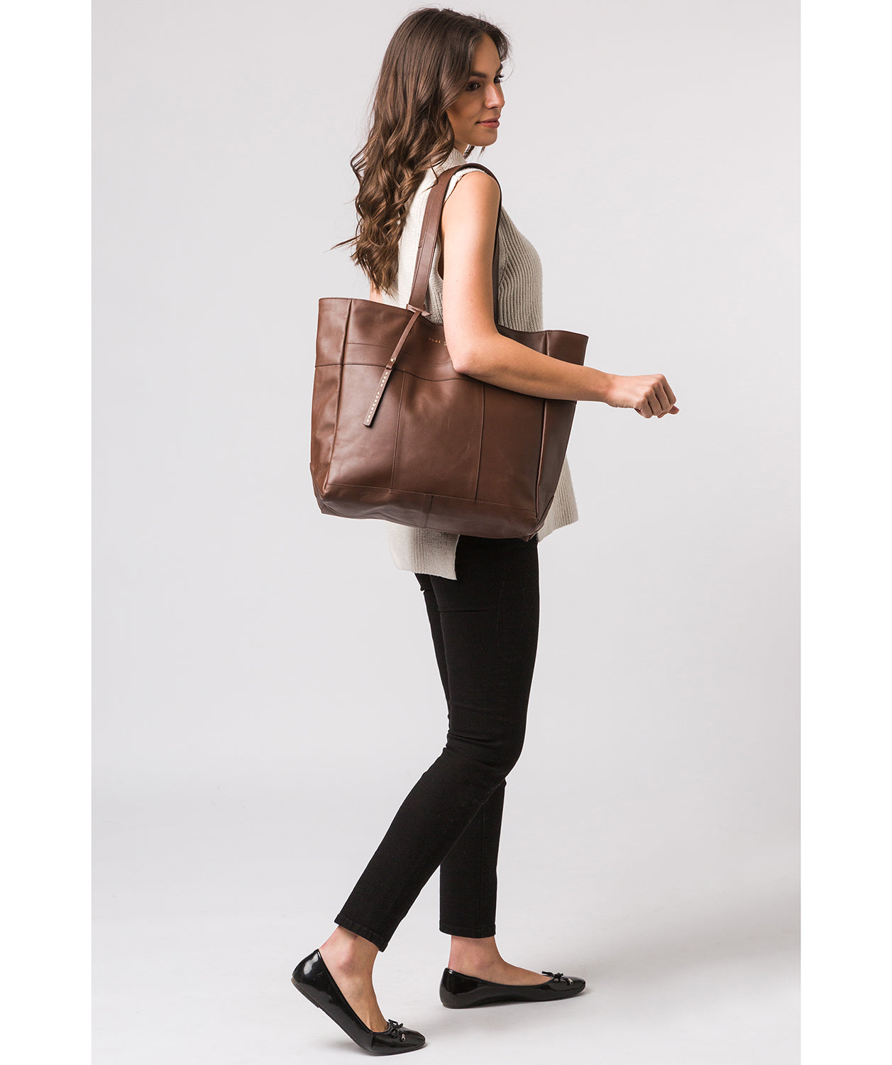 'Ripley' Ombré Chestnut Vegetable-Tanned Leather Tote Bag