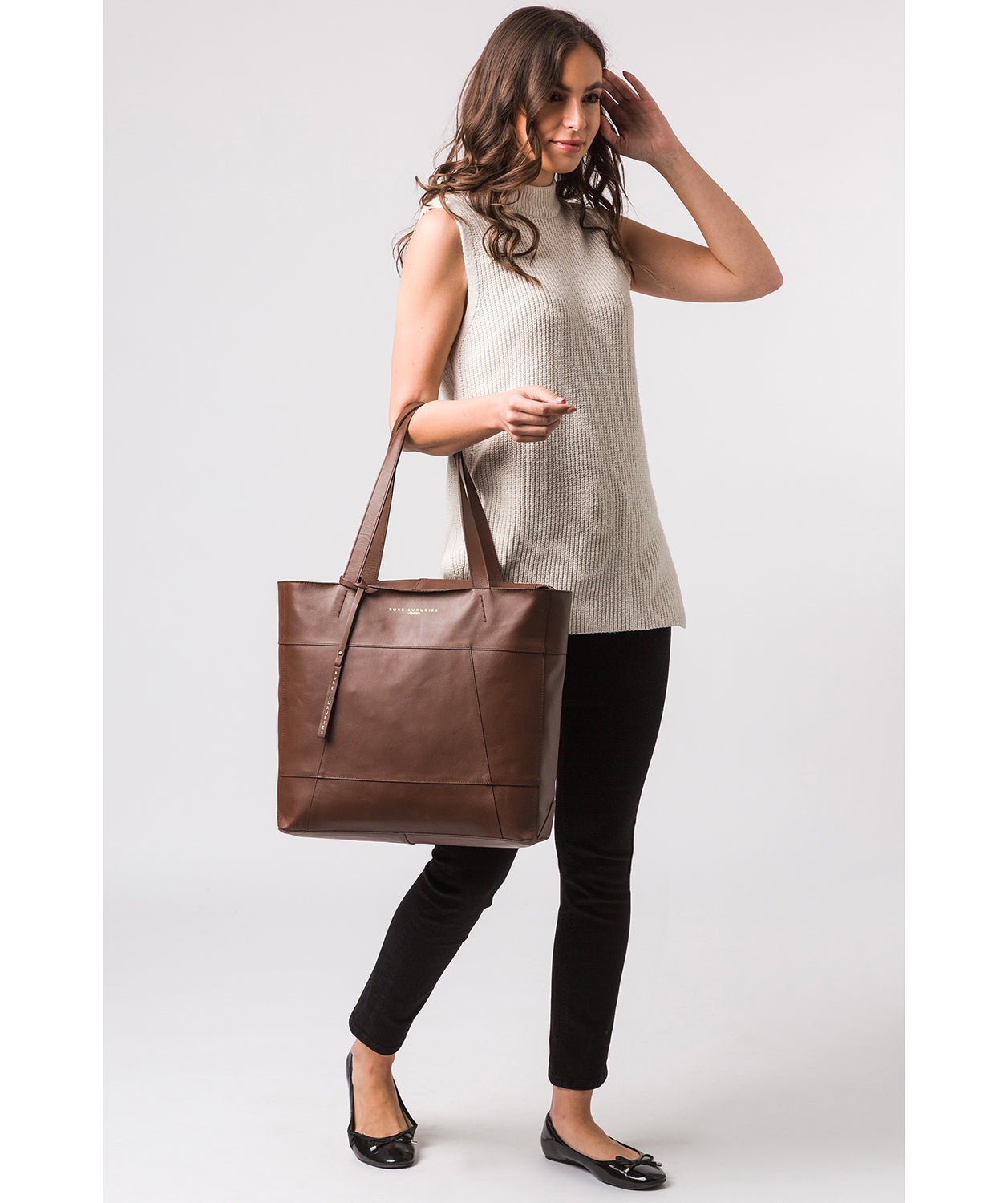 'Arundel' Ombré Chestnut Vegetable-Tanned Leather Extra-Large Shopper Bag