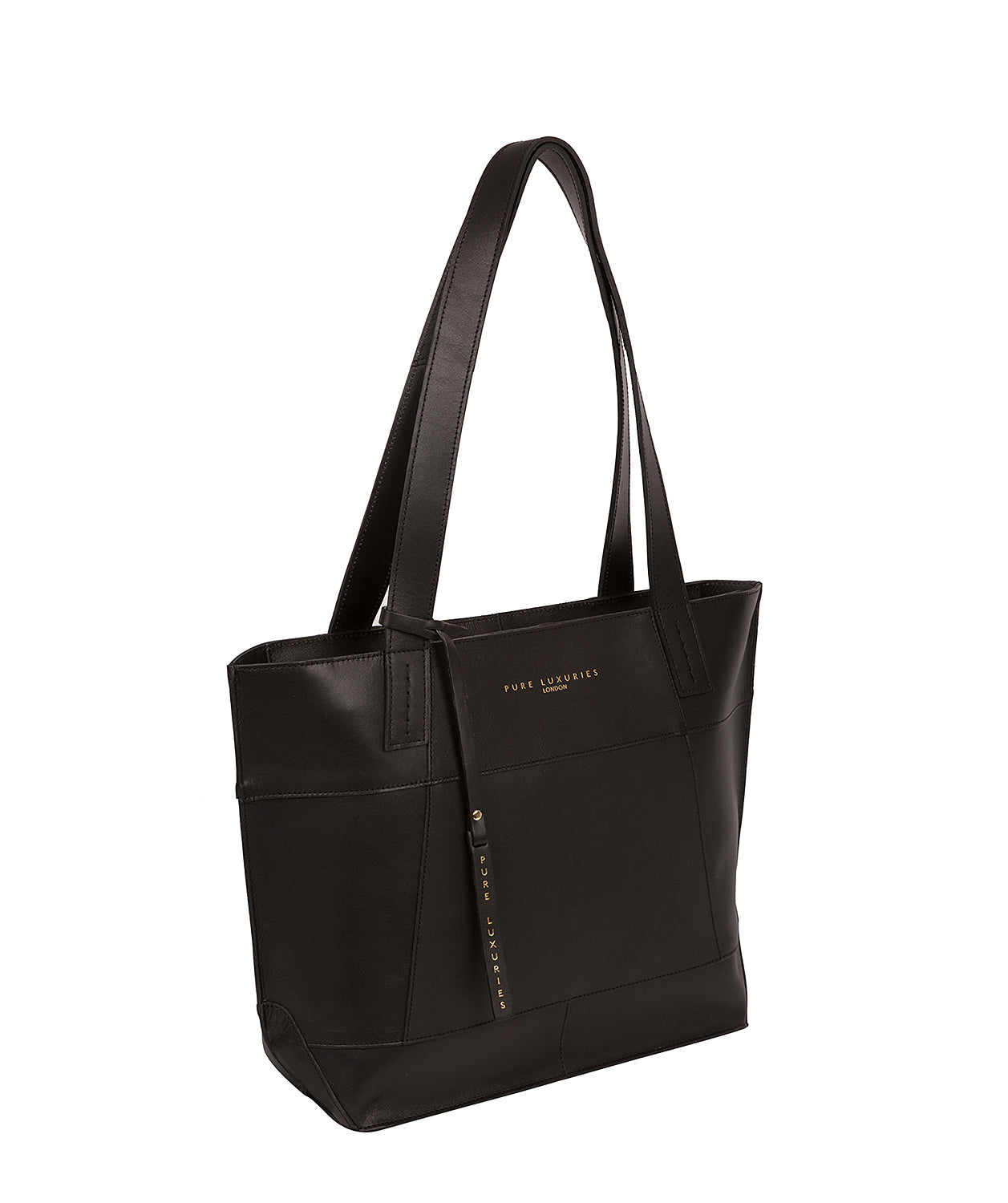 'Portslade' Jet Black Vegetable-Tanned Leather Tote Bag