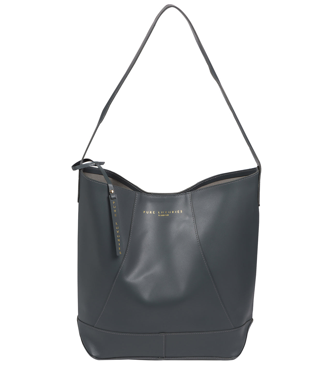 'Tunbridge' Smoky Blue Vegetable-Tanned Leather Shoulder Bag