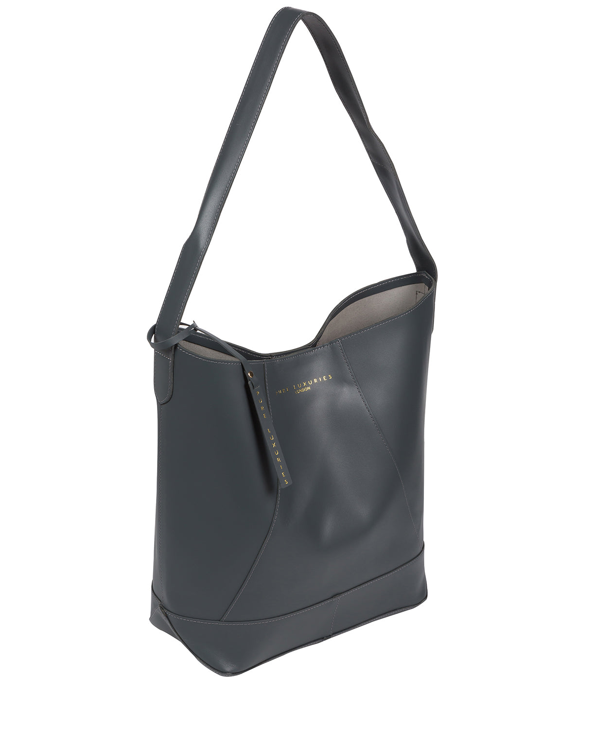 'Tunbridge' Smoky Blue Vegetable-Tanned Leather Shoulder Bag