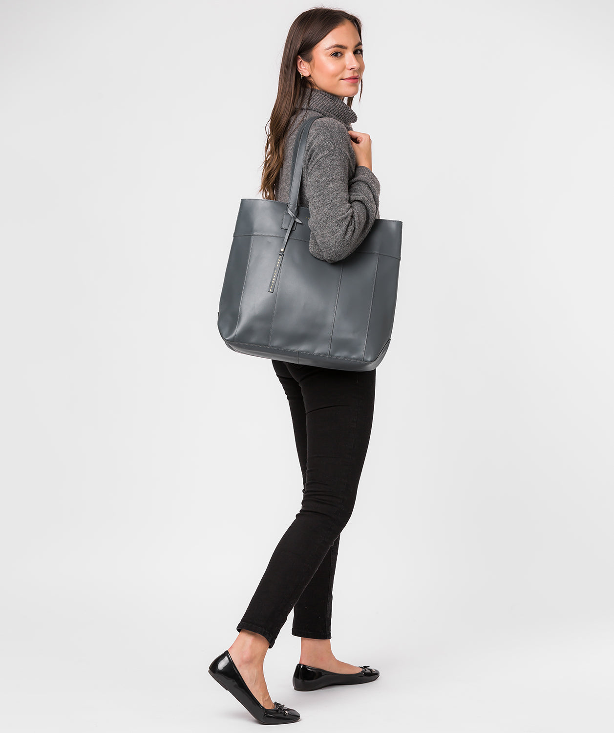 'Pembury' Smoky Blue Vegetable-Tanned Leather Tote Bag