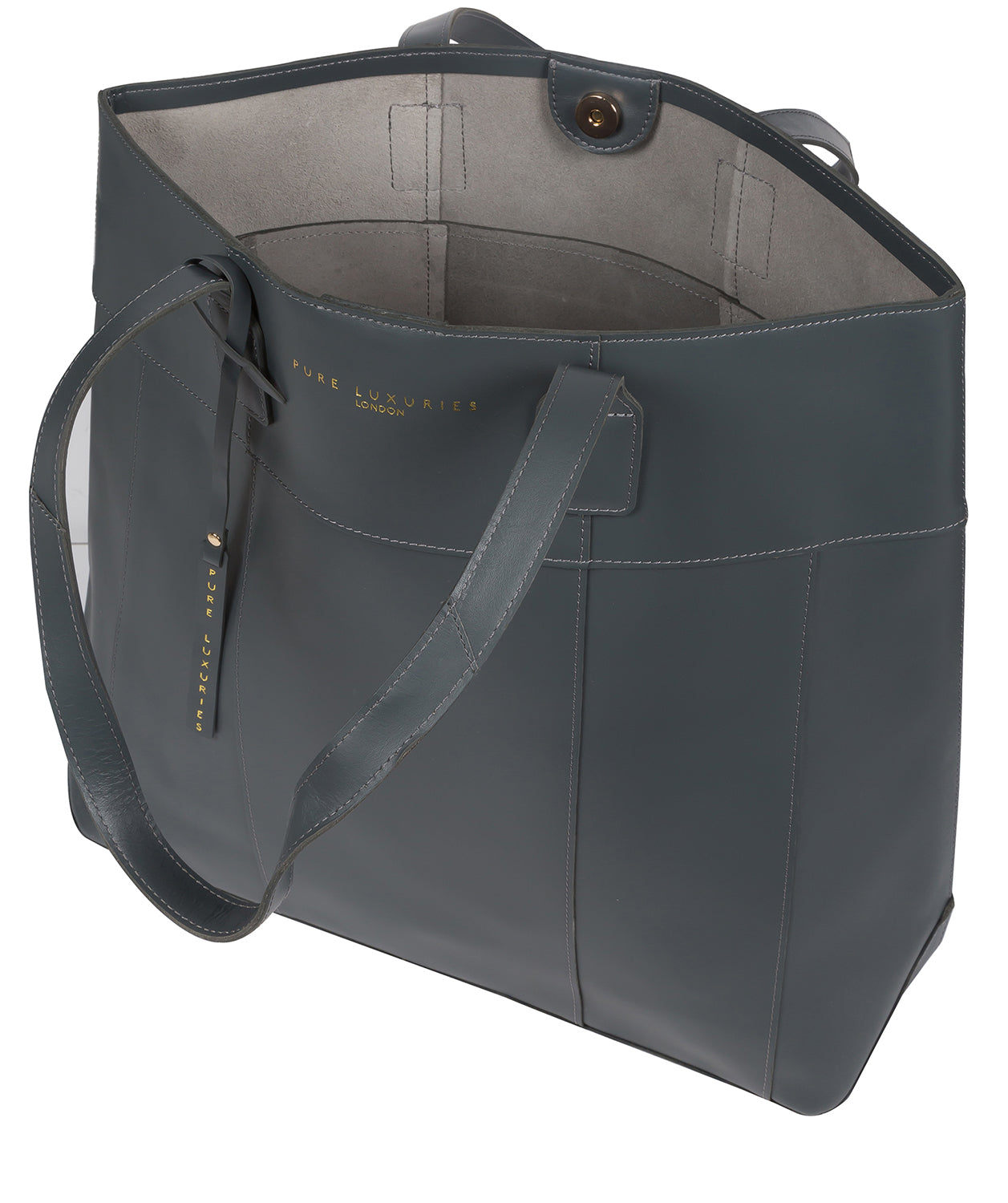 'Pembury' Smoky Blue Vegetable-Tanned Leather Tote Bag