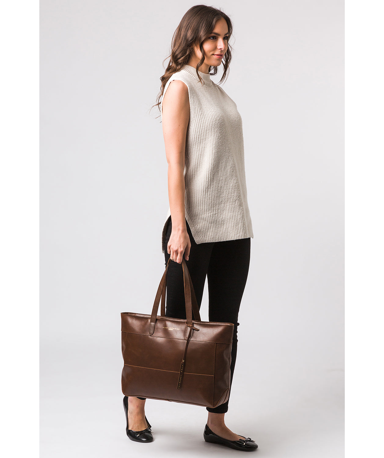 'Milton' Ombré Chestnut Vegetable-Tanned Leather Tote Bag