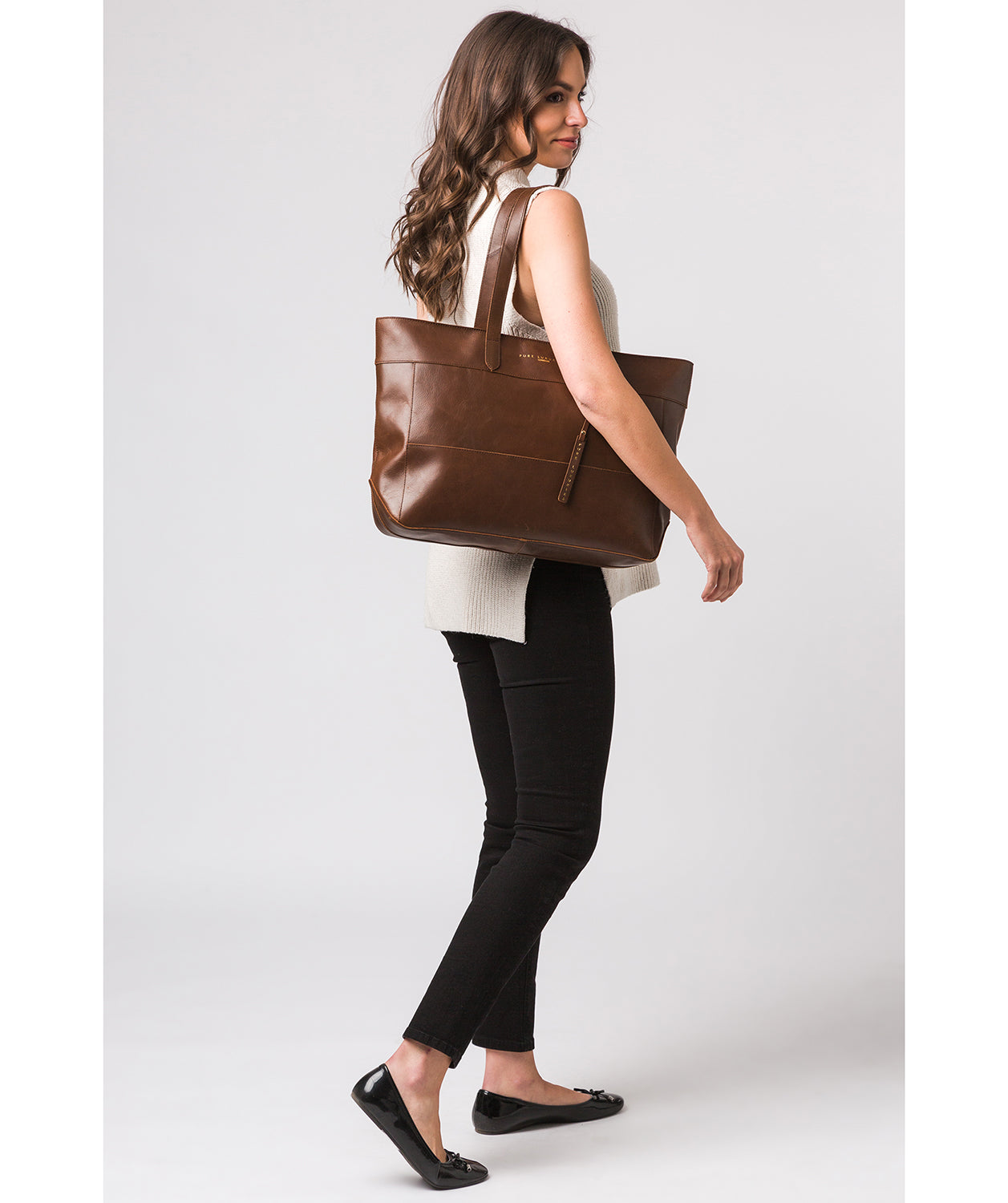 'Milton' Ombré Chestnut Vegetable-Tanned Leather Tote Bag