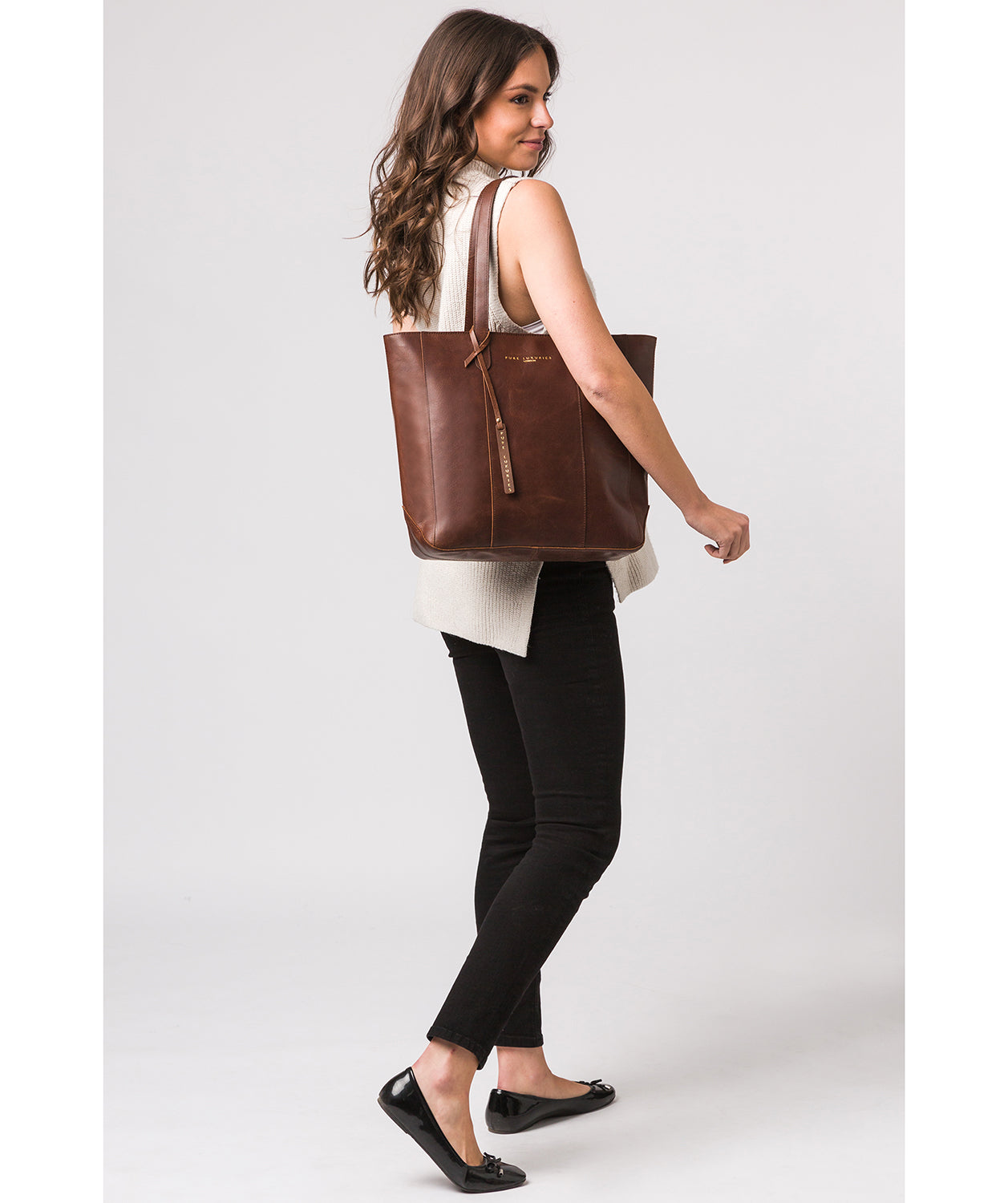 'Amberley' Ombré Chestnut Vegetable-Tanned Leather Tote Bag