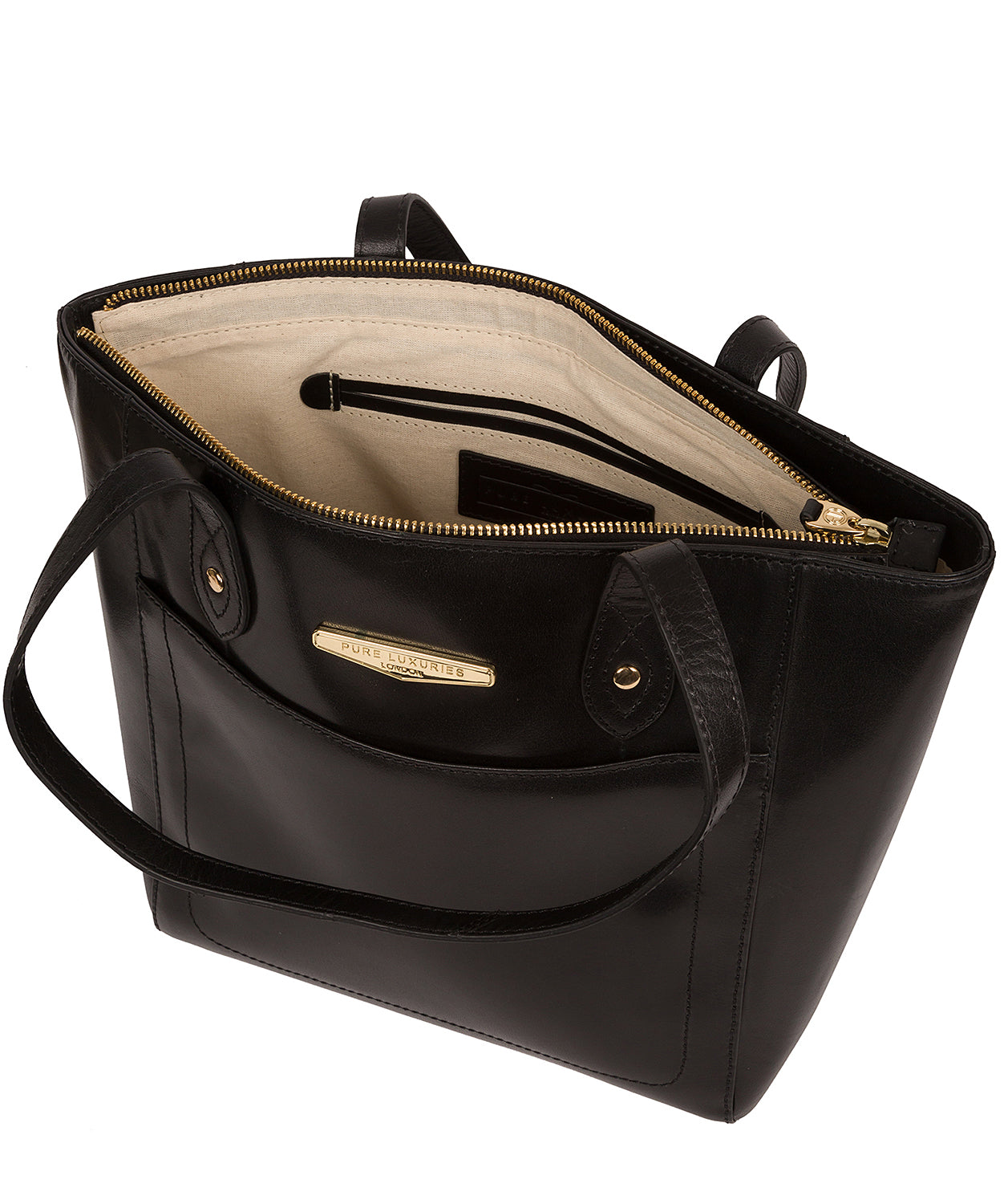 'Marisa' Black Vegetable-Tanned Leather Tote Bag