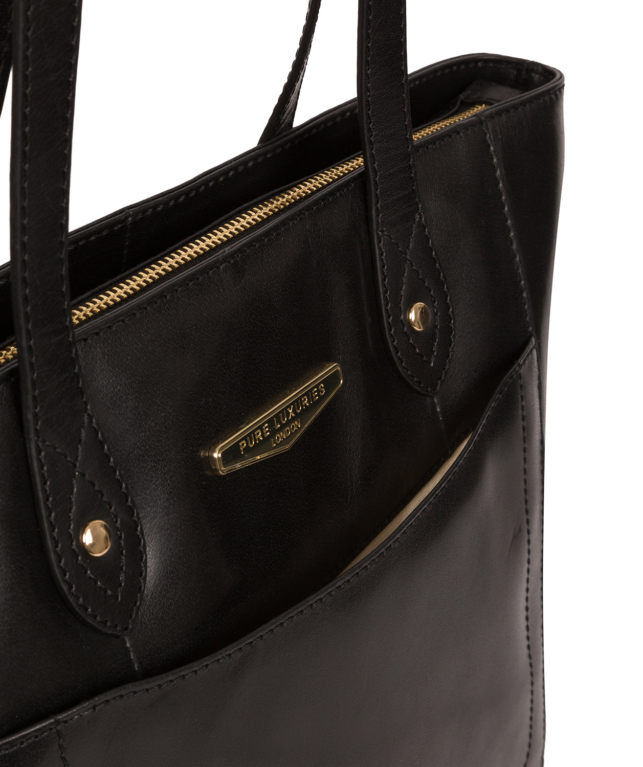 'Marisa' Black Vegetable-Tanned Leather Tote Bag