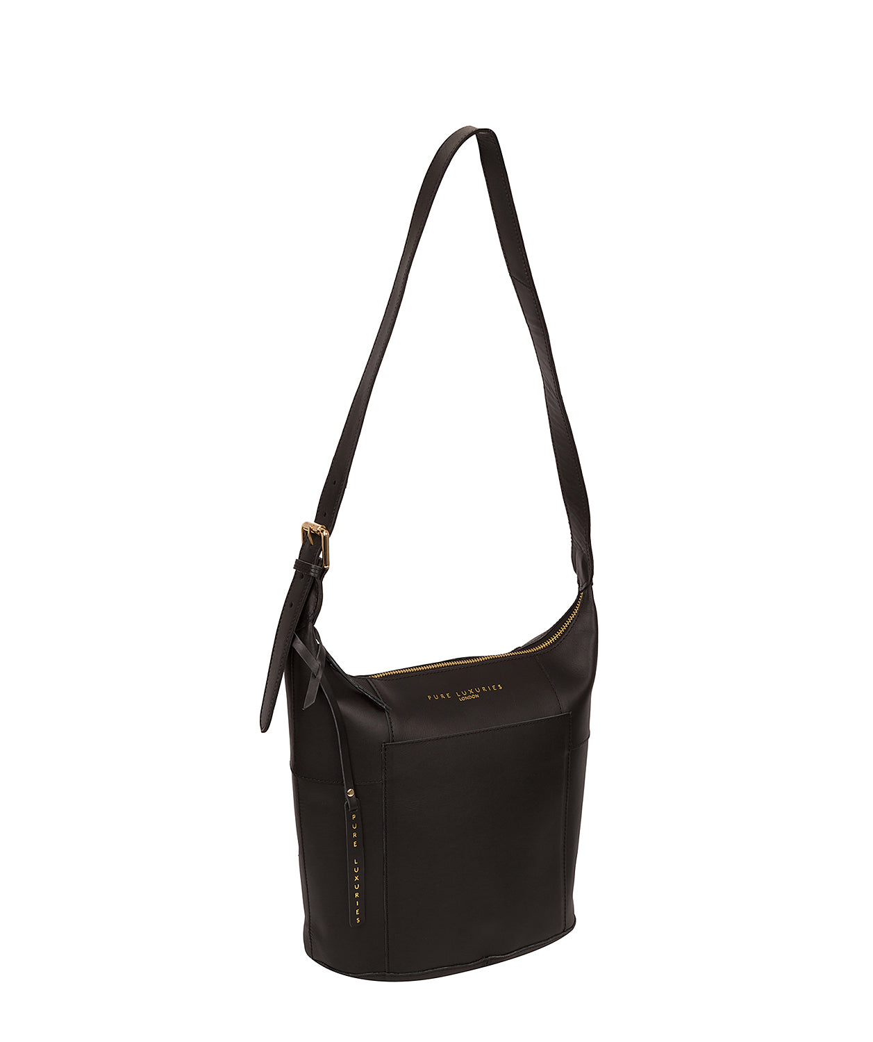 'Chichester' Jet Black Vegetable-Tanned Leather Shoulder Bag