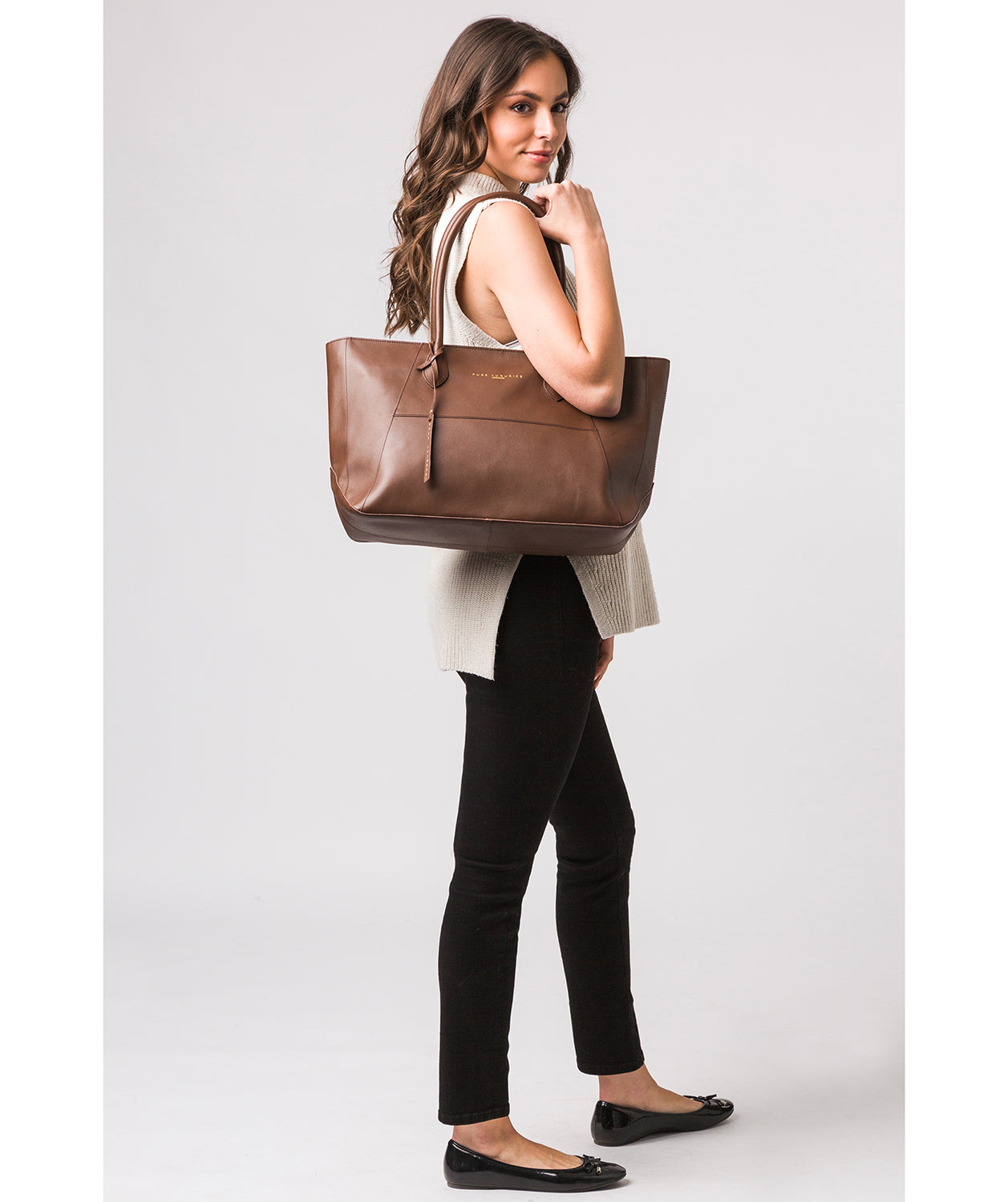 'Storrington' Ombré Chestnut Vegetable-Tanned Leather Tote Bag