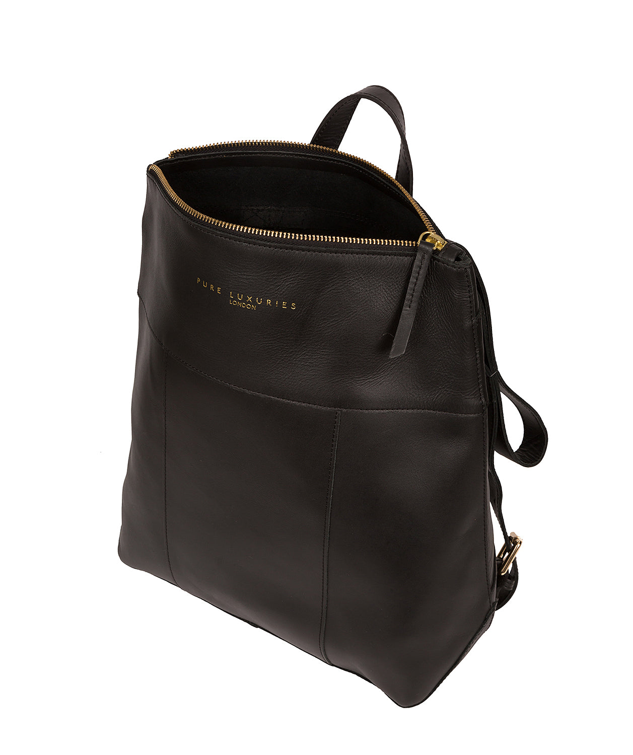 'Hastings' Jet Black Vegetable-Tanned Leather Backpack