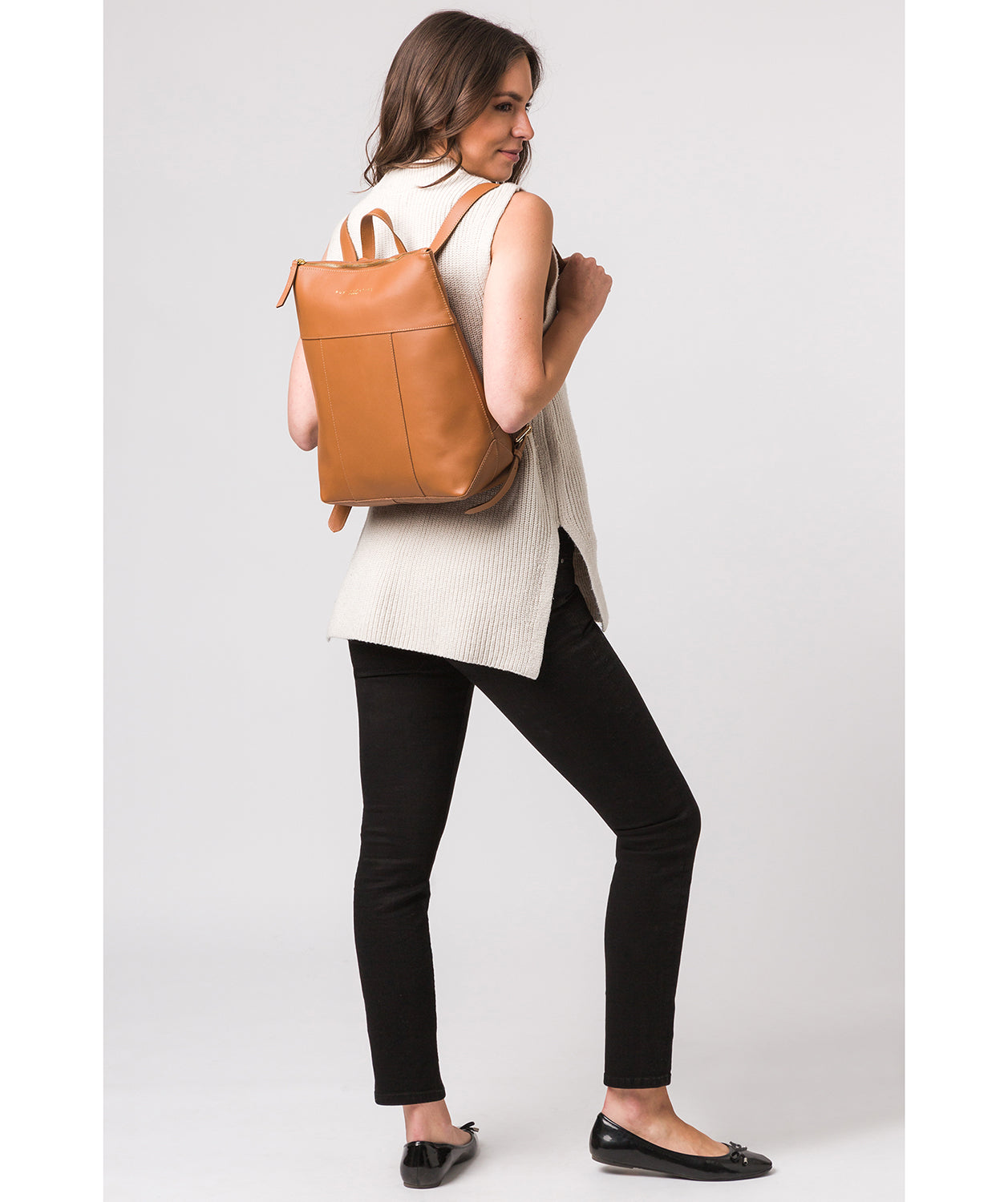 'Hastings' Saddle Tan Vegetable-Tanned Leather Backpack