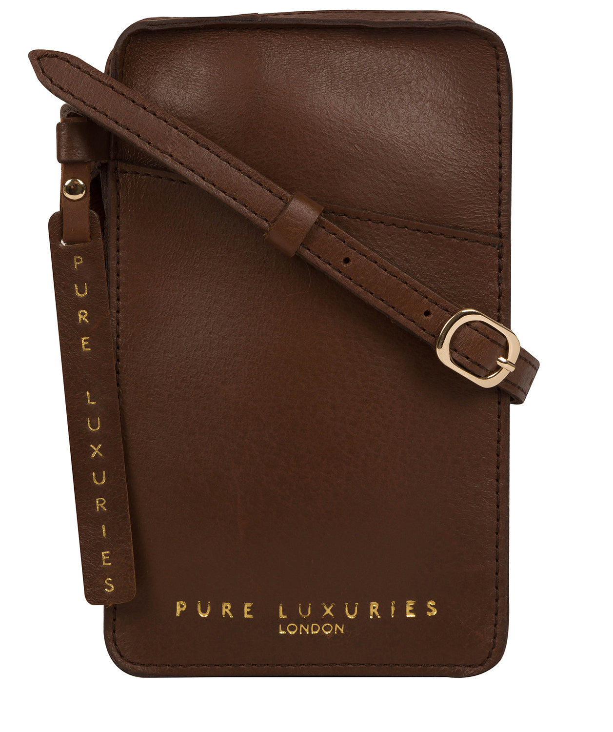 'Cambourne' Ombré Chestnut Vegetable-Tanned Leather Phone Bag