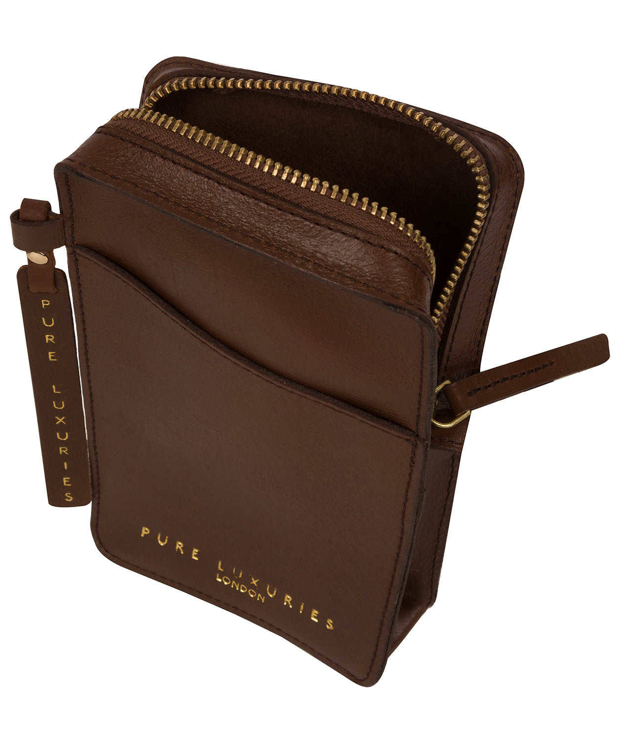 'Cambourne' Ombré Chestnut Vegetable-Tanned Leather Phone Bag