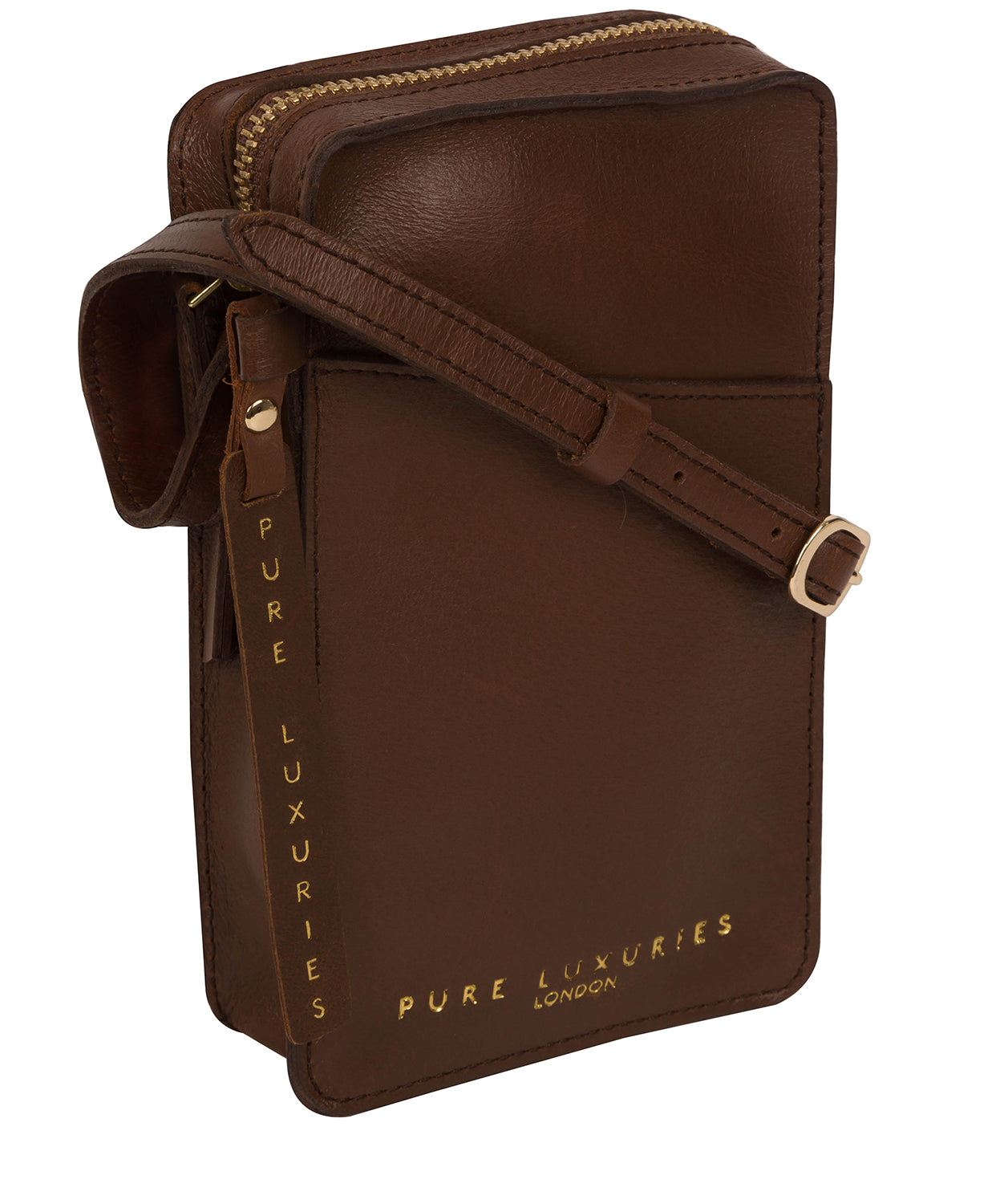 'Cambourne' Ombré Chestnut Vegetable-Tanned Leather Phone Bag