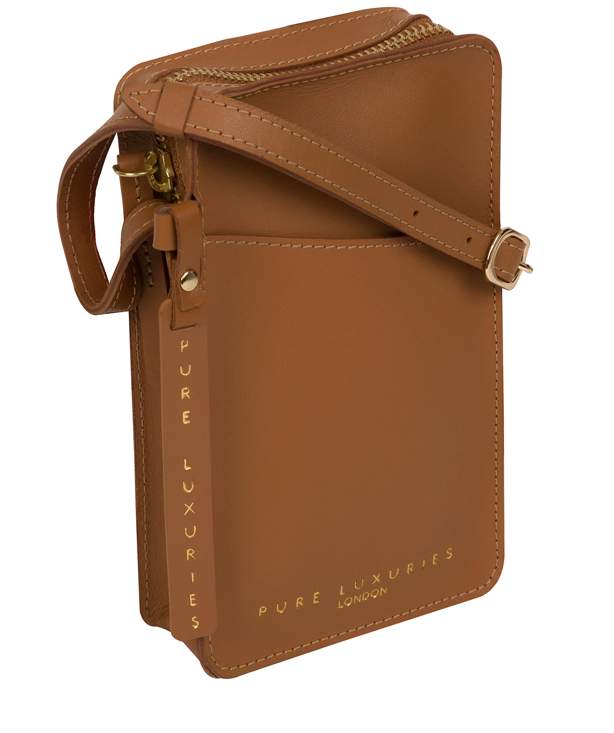 'Cambourne' Saddle Tan Vegetable-Tanned Leather Phone Bag