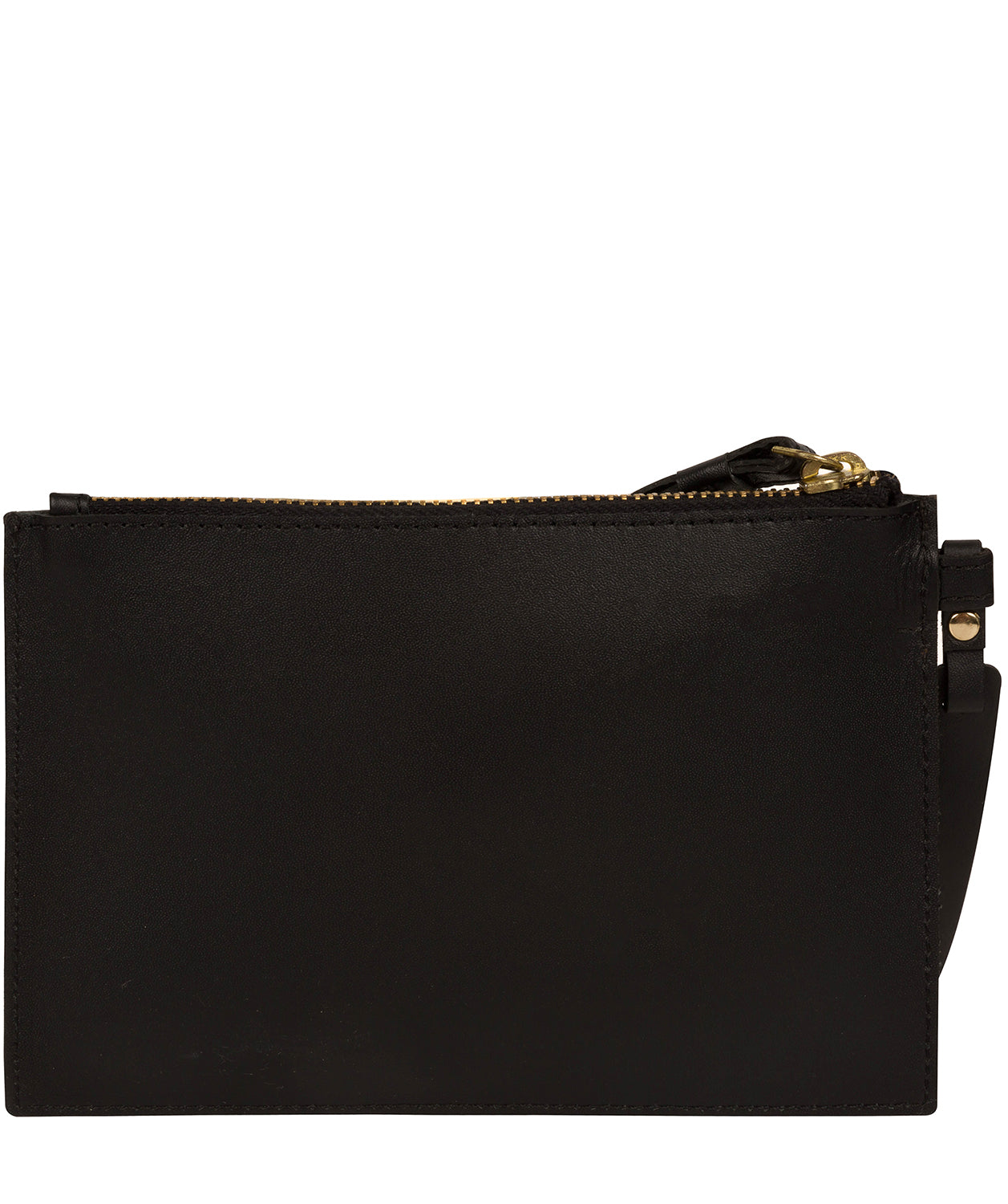 'Arreton' Jet Black Vegetable-Tanned Leather Clutch Bag