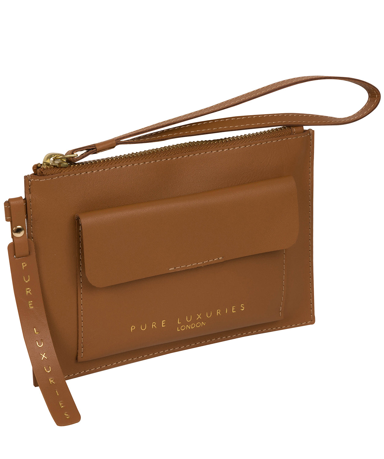 'Arreton' Saddle Tan Vegetable-Tanned Leather Clutch Bag