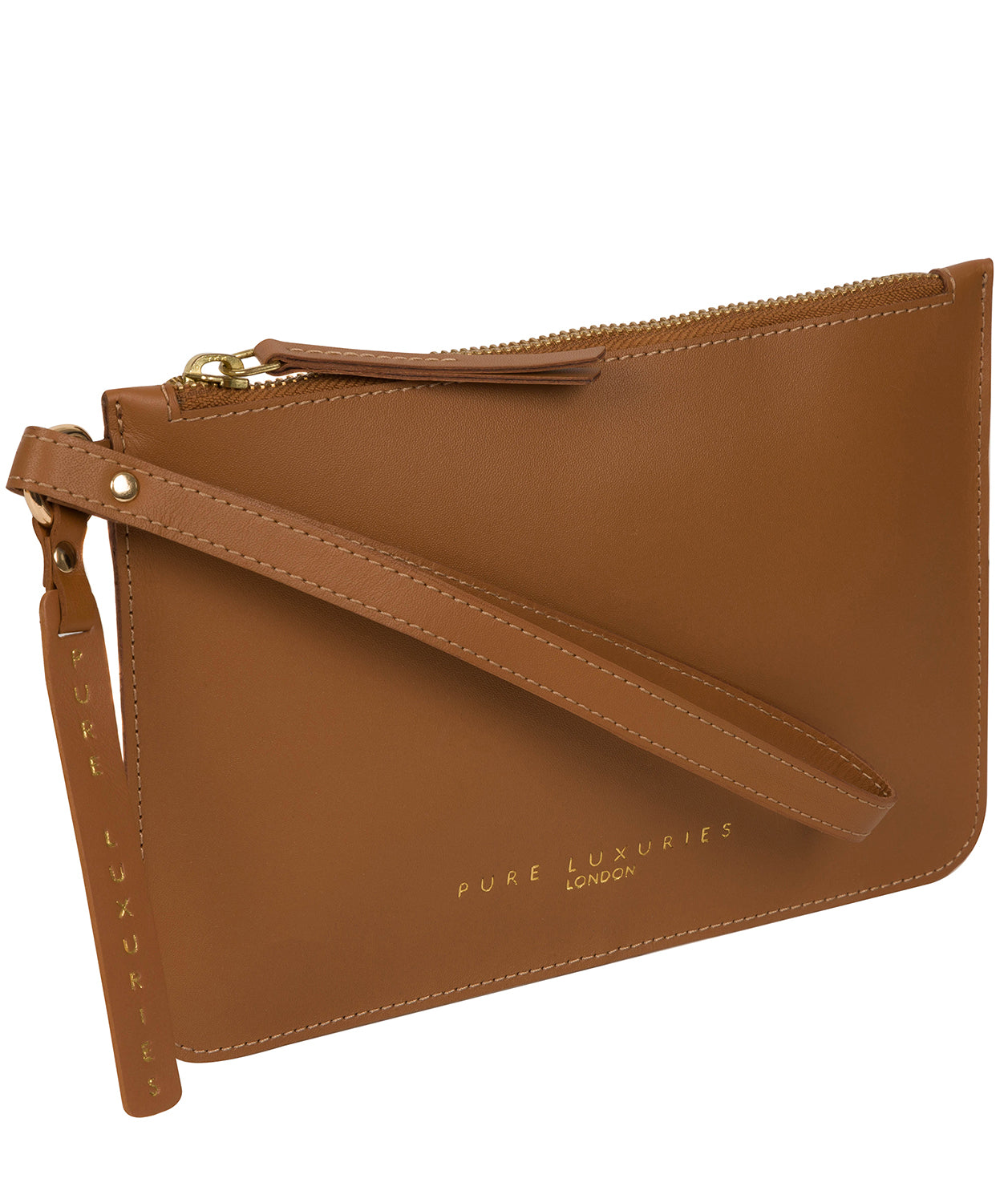 'Sutton' Saddle Tan Vegetable-Tanned Leather Clutch Bag