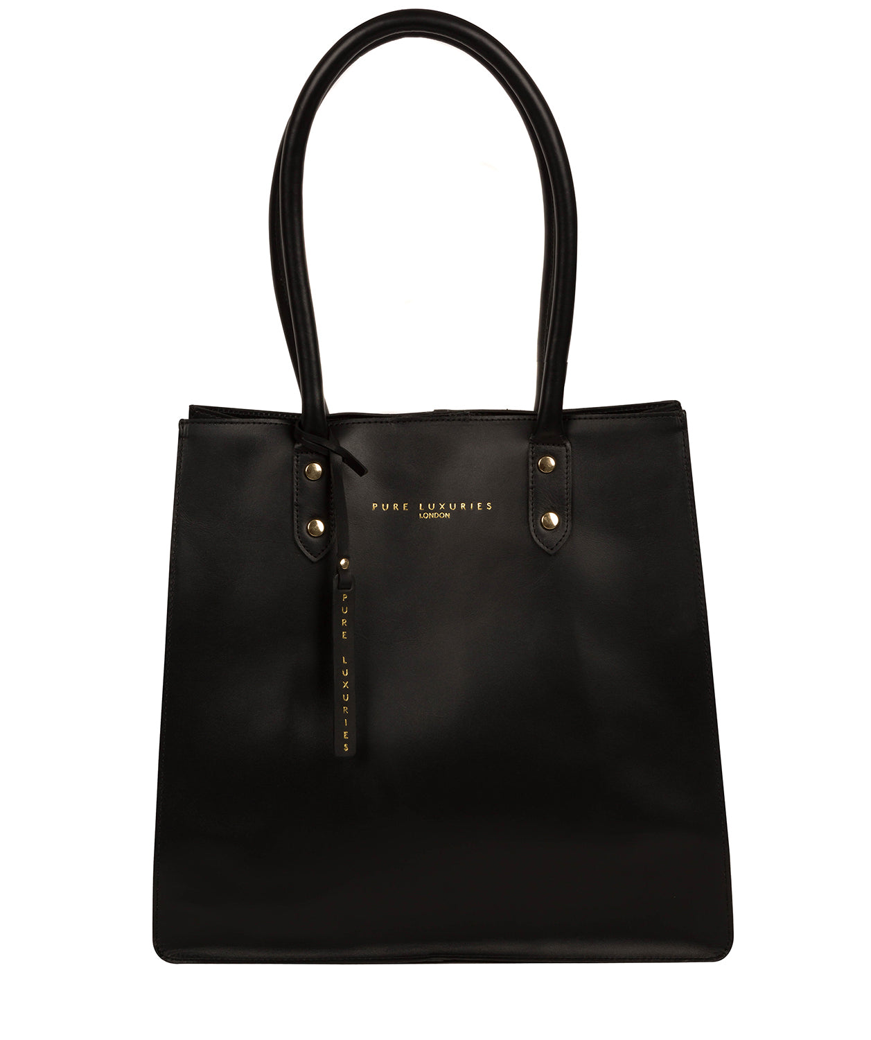 'Henley' Jet Black Vegetable-Tanned Leather Shopper Bag