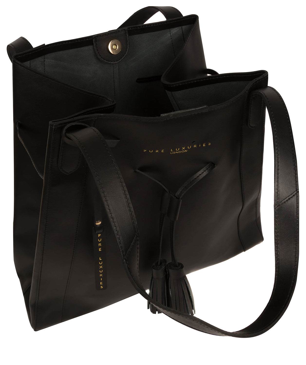 'Bembridge' Jet Black Vegetable-Tanned Leather Extra-Large Shoulder Bag