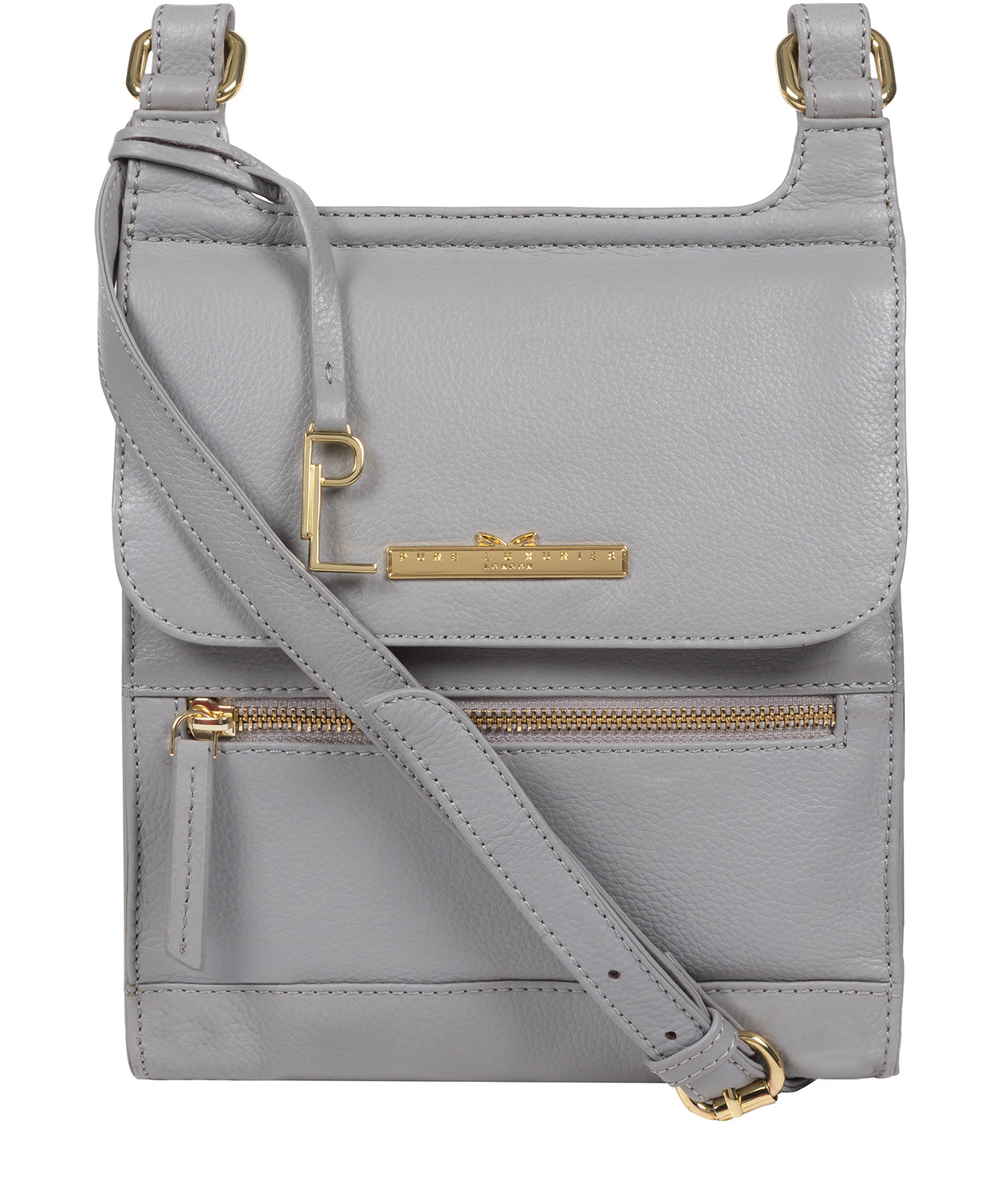 'Kempston' Grey Leather Cross Body Bag