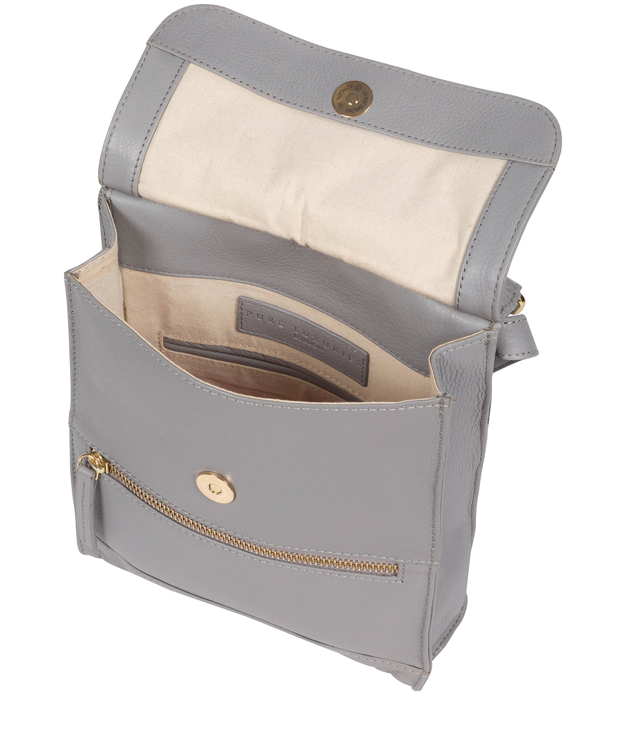 'Kempston' Grey Leather Cross Body Bag