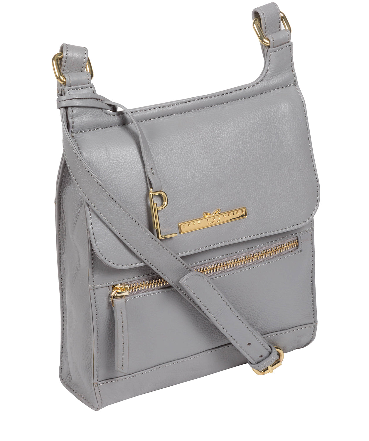 'Kempston' Grey Leather Cross Body Bag