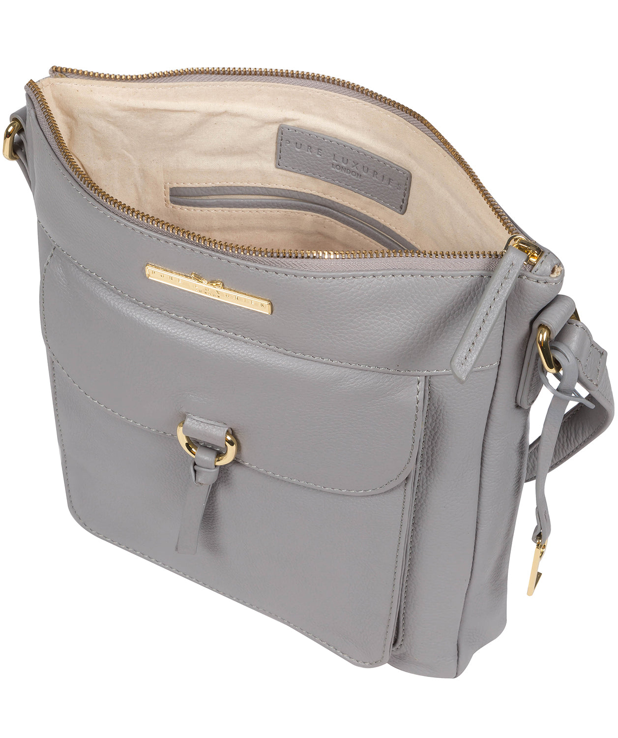 'Holbroke' Grey Leather Shoulder Bag