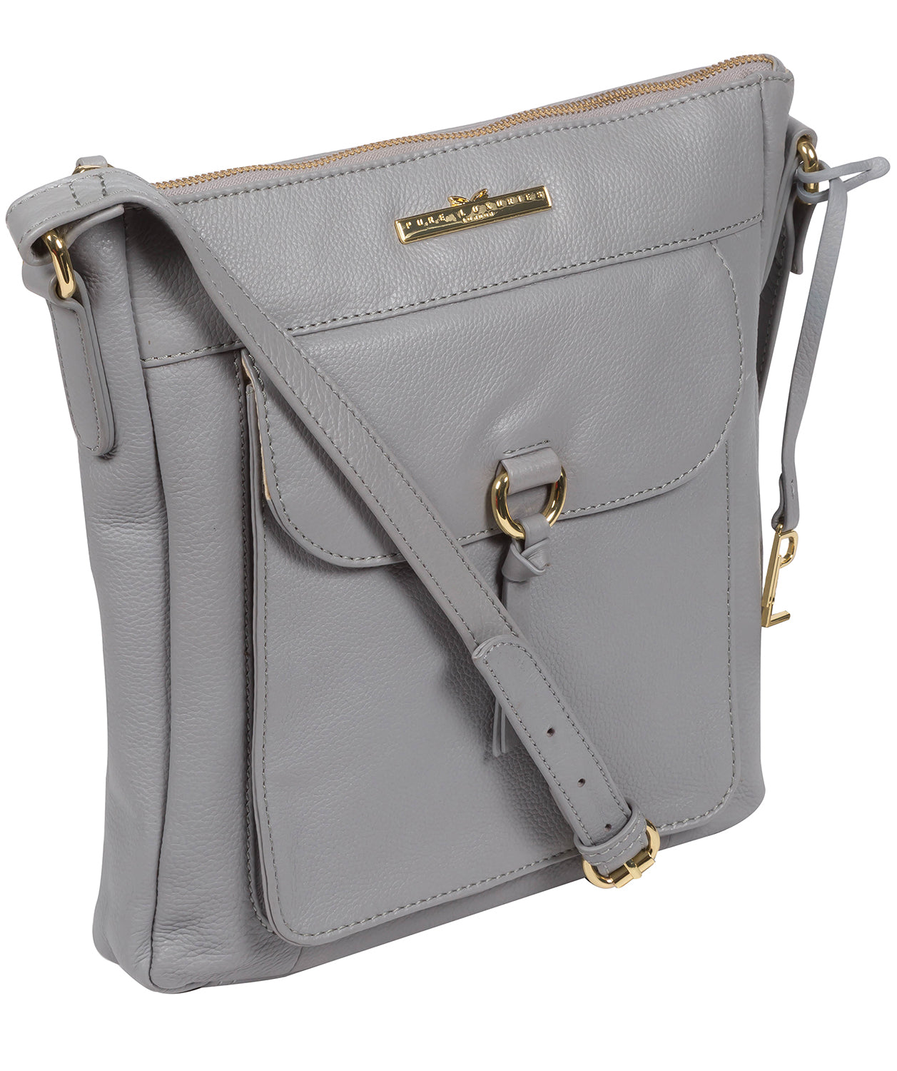 'Holbroke' Grey Leather Shoulder Bag