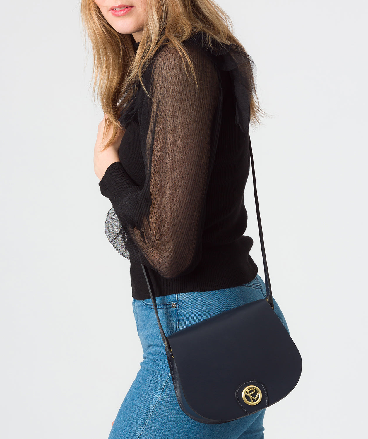 'Coniston' Navy Leather Cross Body Bag