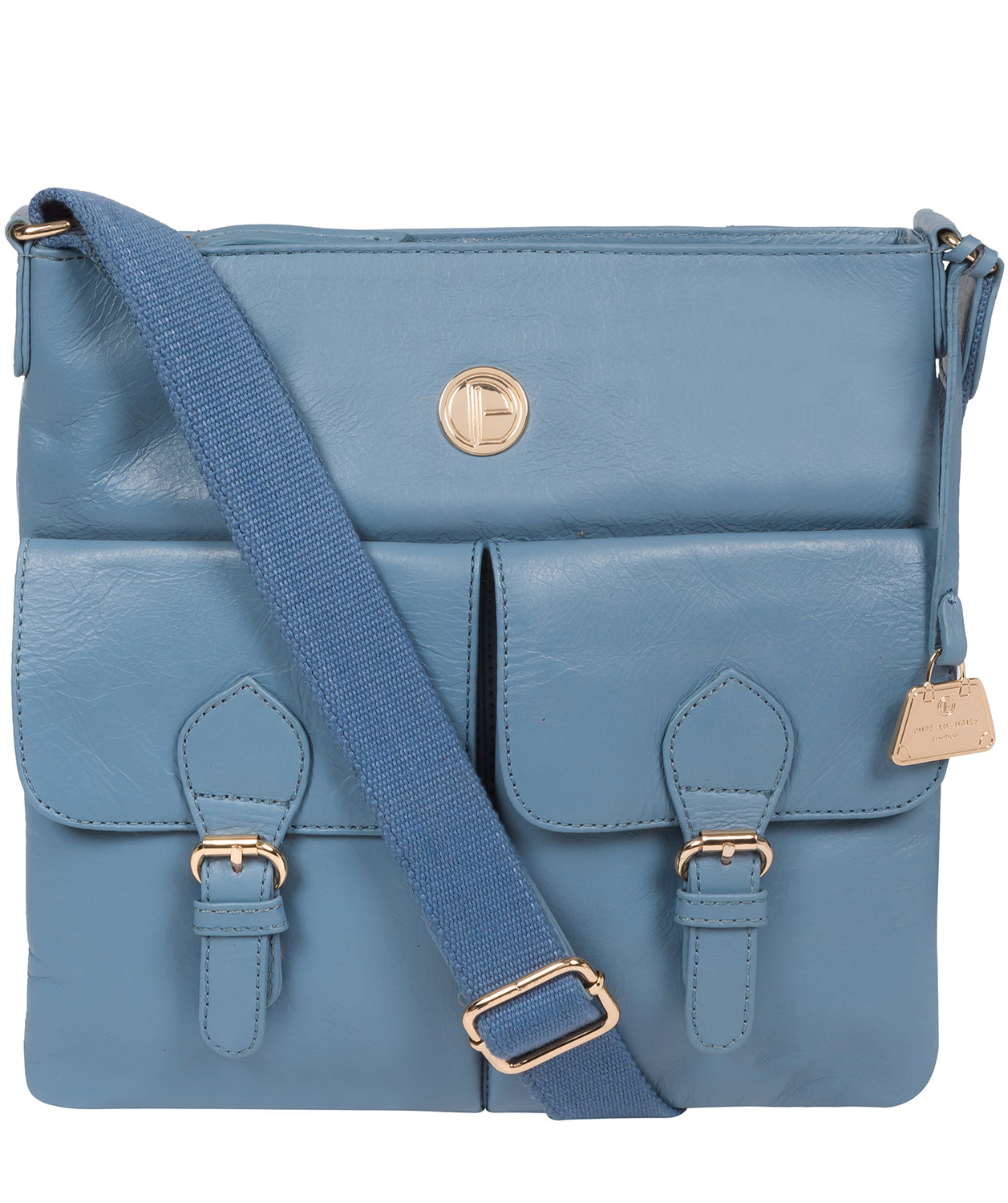 'Azalea' Dusky Blue Leather Cross Body Bag