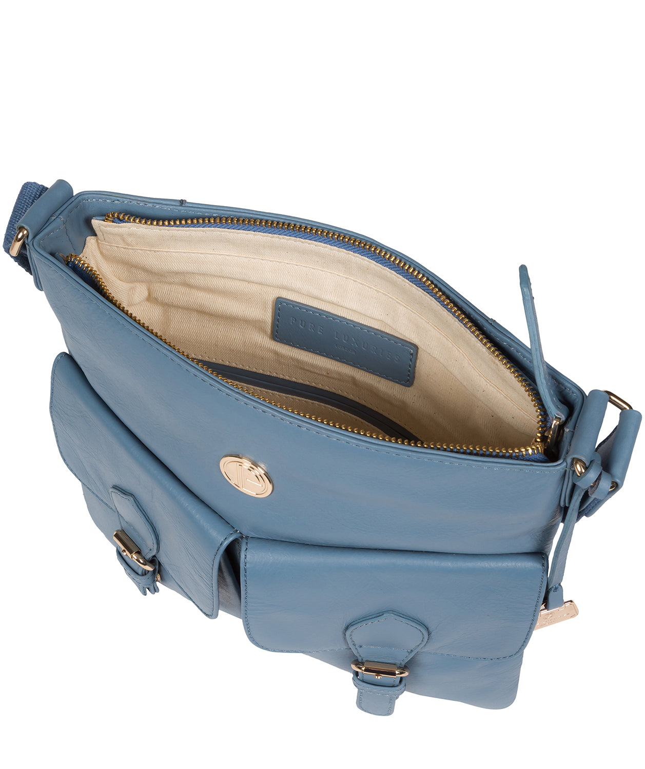 'Azalea' Dusky Blue Leather Cross Body Bag