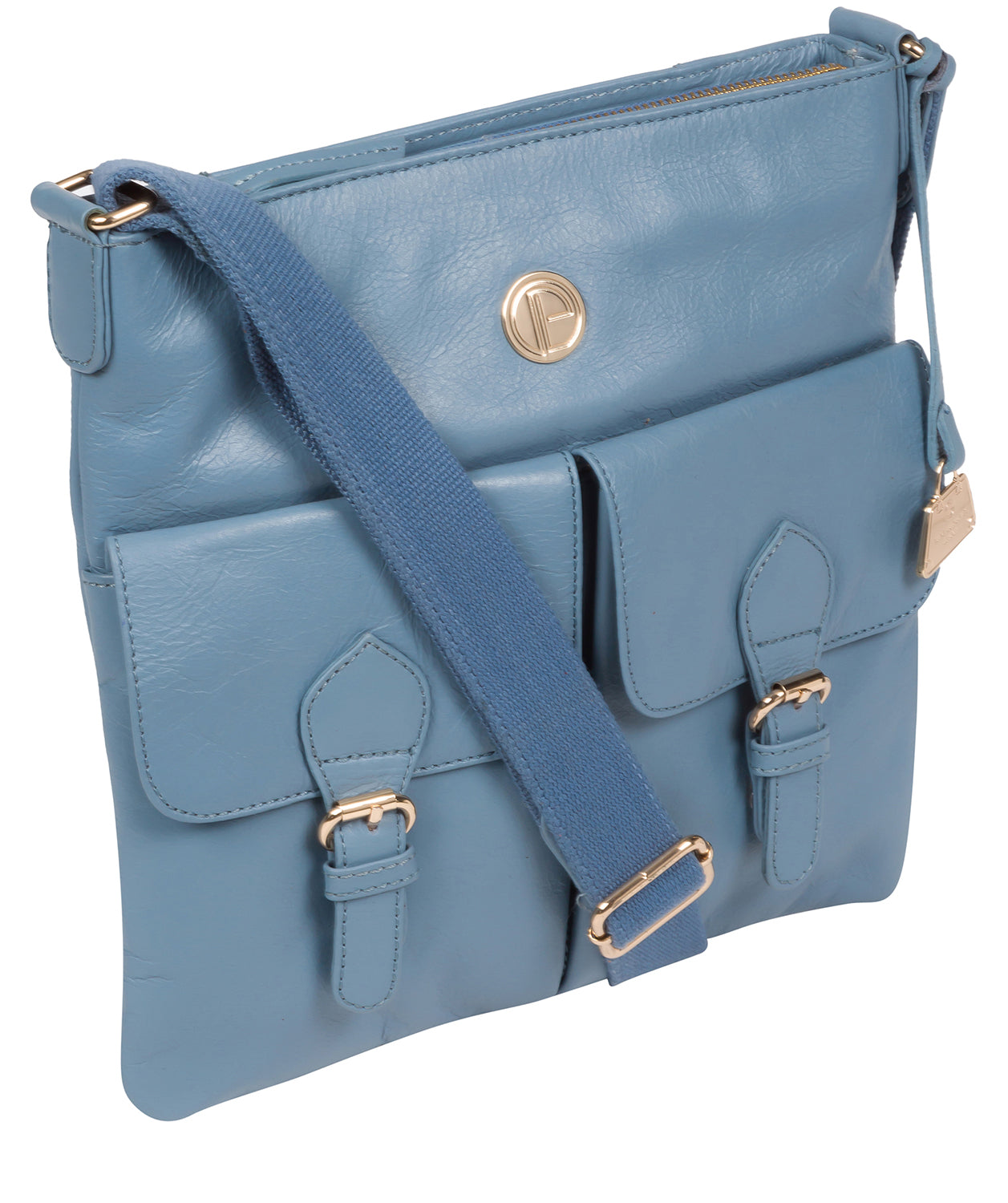 'Azalea' Dusky Blue Leather Cross Body Bag