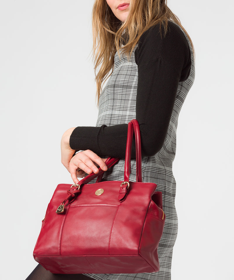 Red Leather Handbag 'Fleur' by Pure Luxuries – Pure Luxuries London